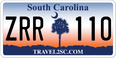 SC license plate ZRR110