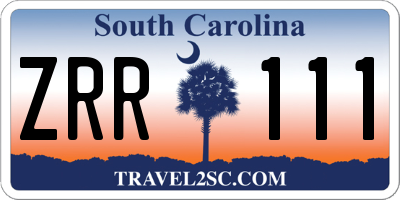 SC license plate ZRR111