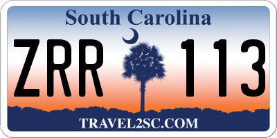 SC license plate ZRR113