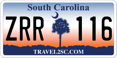 SC license plate ZRR116