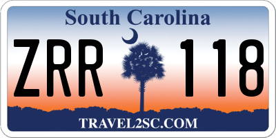 SC license plate ZRR118