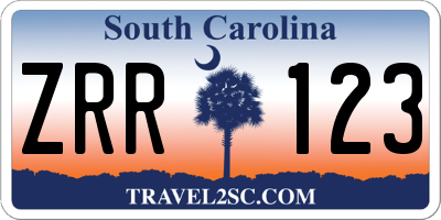 SC license plate ZRR123