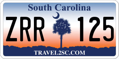 SC license plate ZRR125