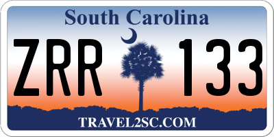 SC license plate ZRR133