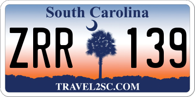 SC license plate ZRR139
