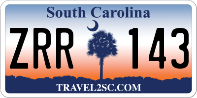 SC license plate ZRR143