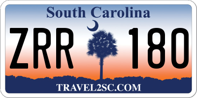 SC license plate ZRR180