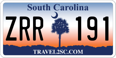 SC license plate ZRR191