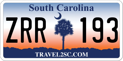 SC license plate ZRR193