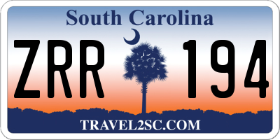 SC license plate ZRR194