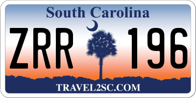SC license plate ZRR196