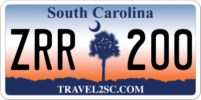 SC license plate ZRR200