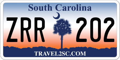 SC license plate ZRR202