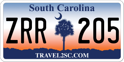 SC license plate ZRR205