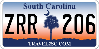 SC license plate ZRR206