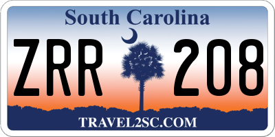 SC license plate ZRR208