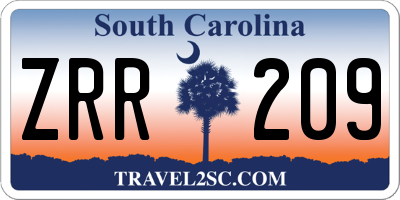 SC license plate ZRR209