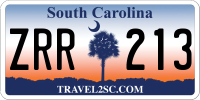 SC license plate ZRR213
