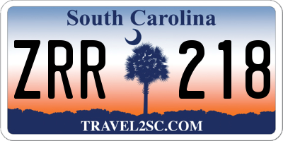SC license plate ZRR218