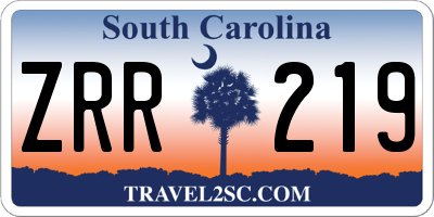 SC license plate ZRR219