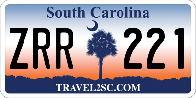 SC license plate ZRR221