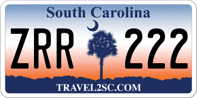 SC license plate ZRR222