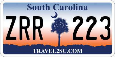 SC license plate ZRR223