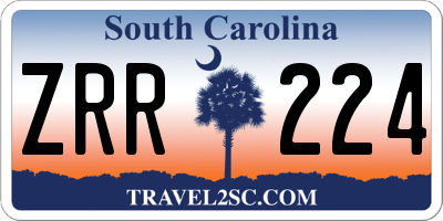 SC license plate ZRR224