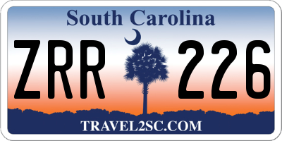 SC license plate ZRR226