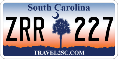 SC license plate ZRR227