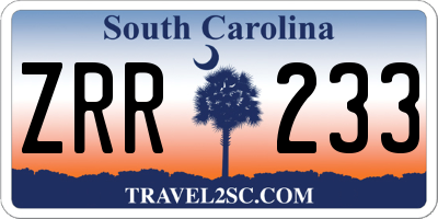 SC license plate ZRR233