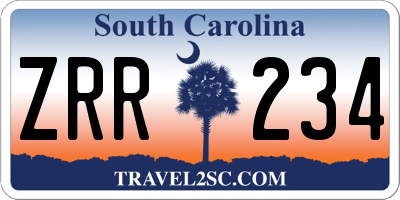SC license plate ZRR234