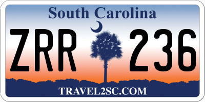 SC license plate ZRR236