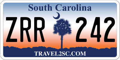 SC license plate ZRR242