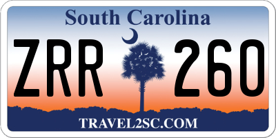 SC license plate ZRR260