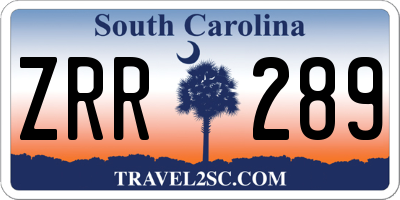 SC license plate ZRR289