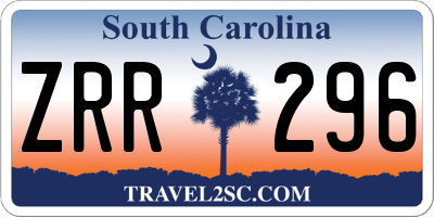 SC license plate ZRR296