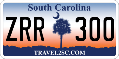 SC license plate ZRR300