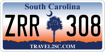 SC license plate ZRR308