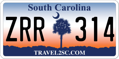 SC license plate ZRR314