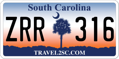 SC license plate ZRR316