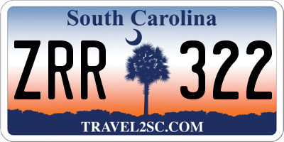 SC license plate ZRR322
