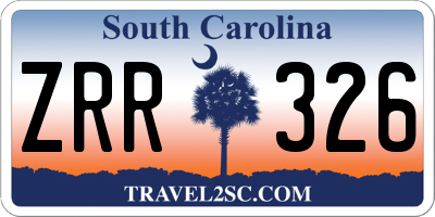 SC license plate ZRR326