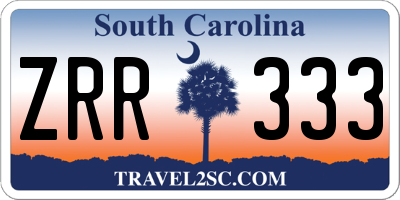 SC license plate ZRR333