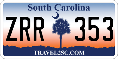 SC license plate ZRR353