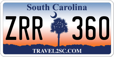 SC license plate ZRR360