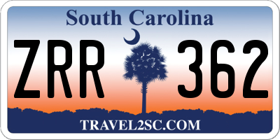SC license plate ZRR362