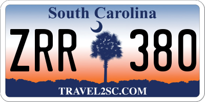 SC license plate ZRR380