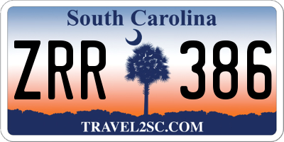 SC license plate ZRR386
