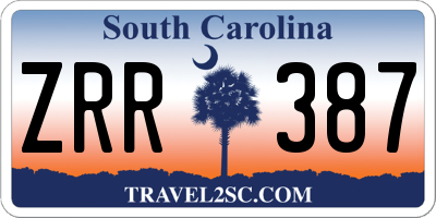 SC license plate ZRR387